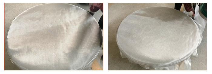 食品振動篩篩網(wǎng)安裝步驟2，利用束環(huán)將篩網(wǎng)固定在網(wǎng)架上，并將篩網(wǎng)拉緊。